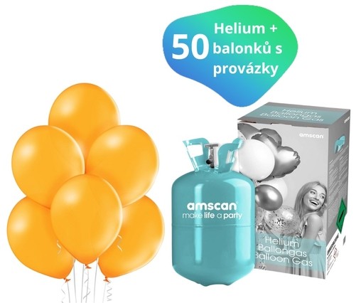 Helium sada + balónky 50 ks oranžové