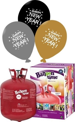 Helium Balloon time, Happy New Year balónky Metallic mix 25ks 
