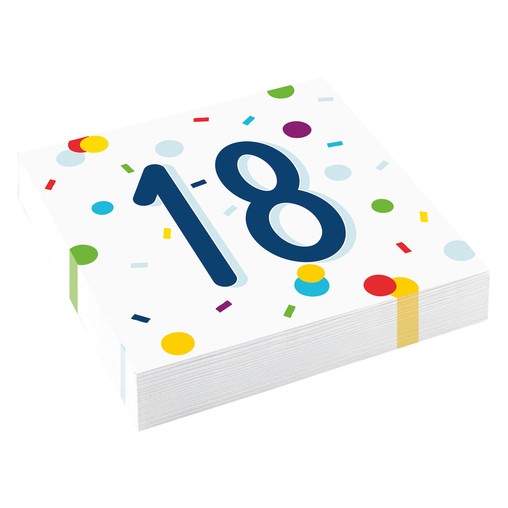 18. narozeniny ubrousky s puntíky 20 ks 33 cm x 33 cm, 3-vrstvé 