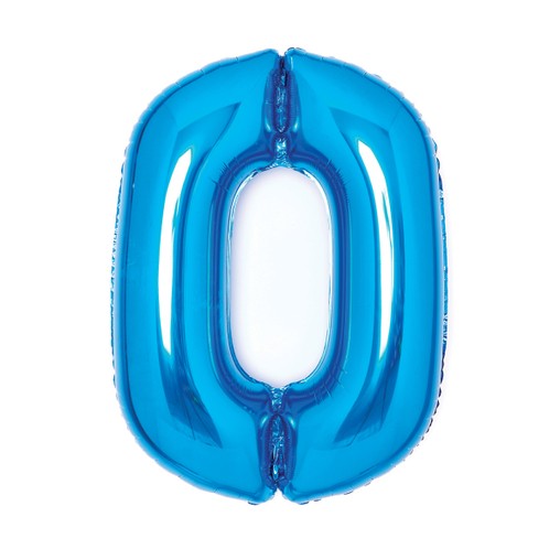 Balónek fóliový narozeniny číslo 0 modrý 66 cm