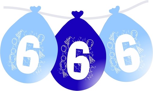 Balonky narozeniny číslo 6, visící 5ks modré